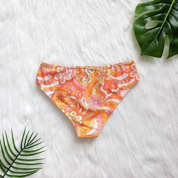 Pink orange yellow and white abstract hippie floral print bikini bottom size M L - Picture 4 of 4